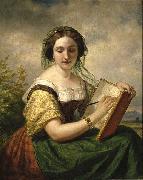Daniel Huntington The Sketcher: A Portrait of Mlle Rosina, a Jewess Spain oil painting artist